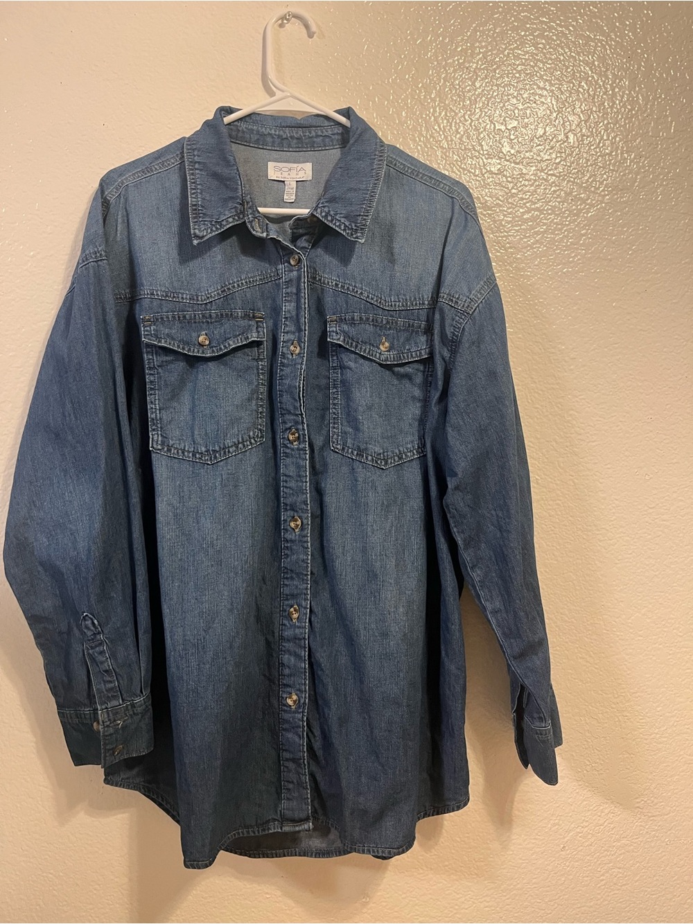 SOFIA Jeans Denim Button Down Shirt Blue XL Like New